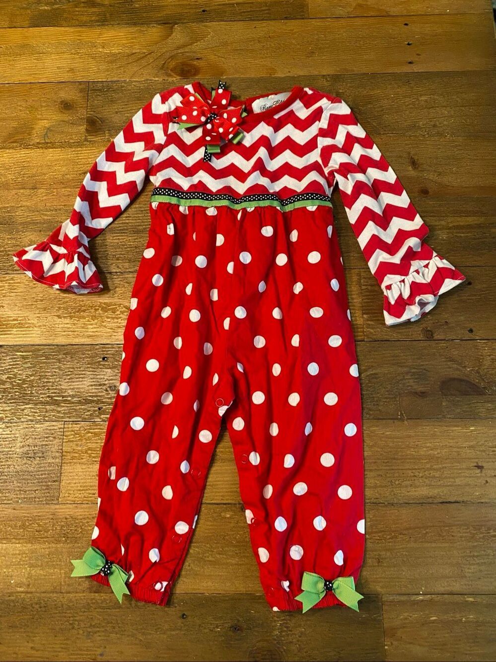 Rare Editions 24 months baby girl holiday Christmas outfit one piece jumpsuit